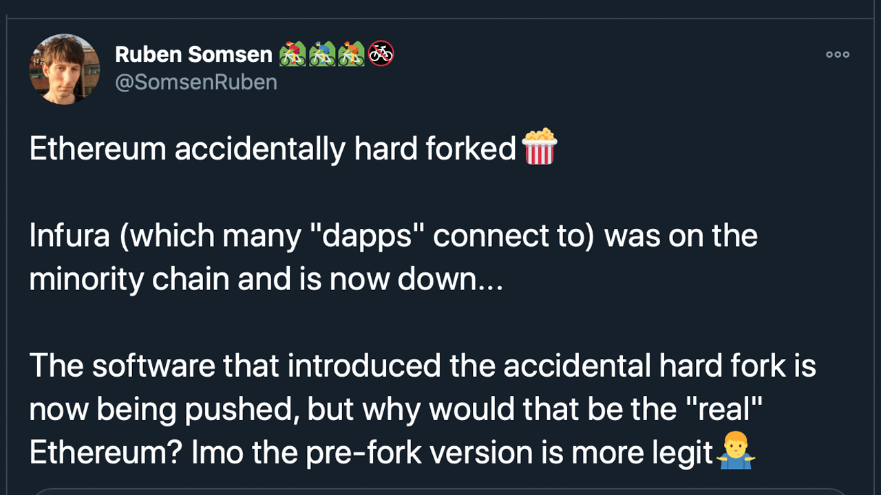 Ethereum Suffers from Unintended 'Chain Split,' Third-Party Services 'Got Stuck on Minority Chain'