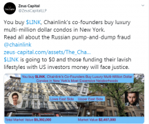 被指控分散FUD宙斯首都在Chainlink泵和转储索赔中